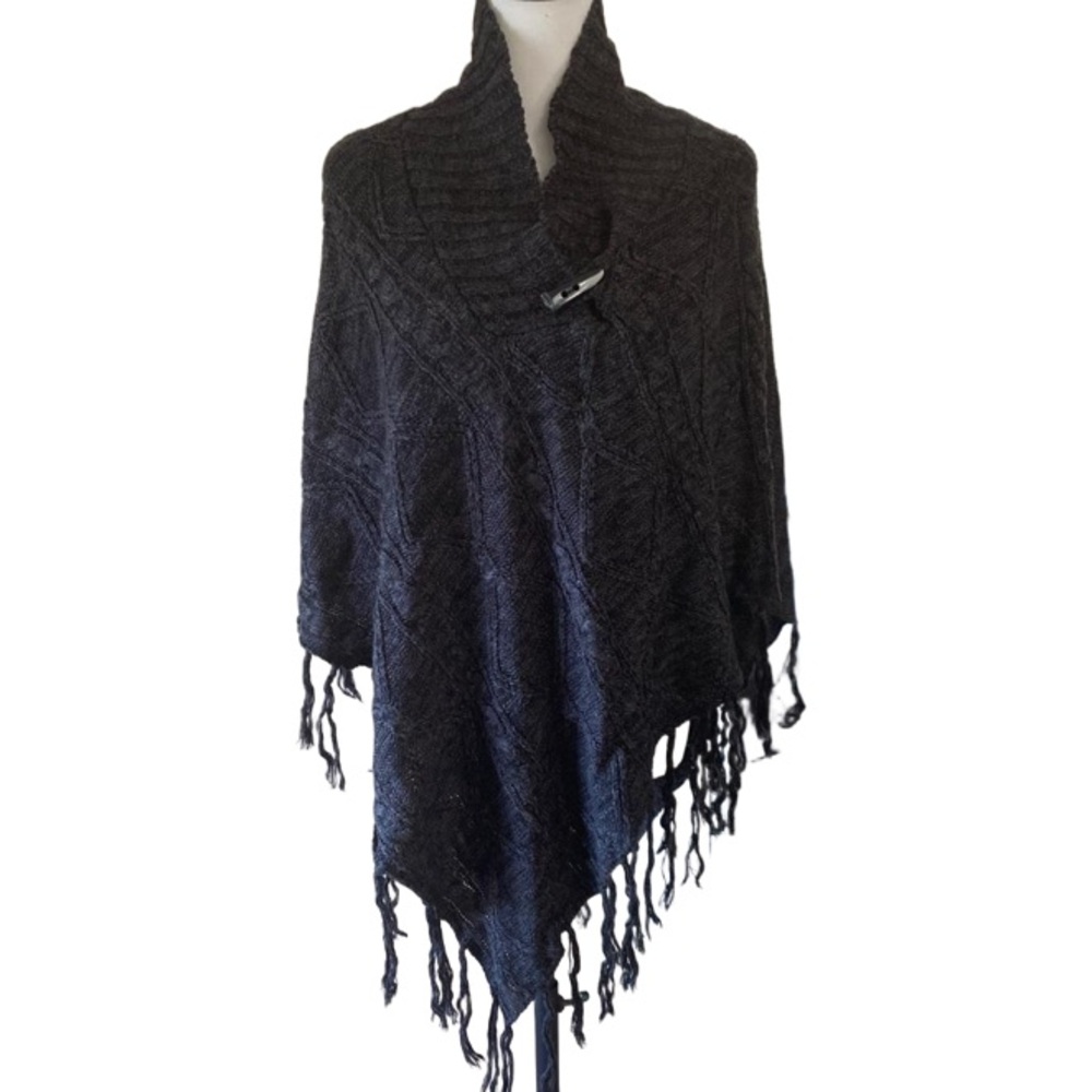 Suzy Shier knit poncho charcoal grey